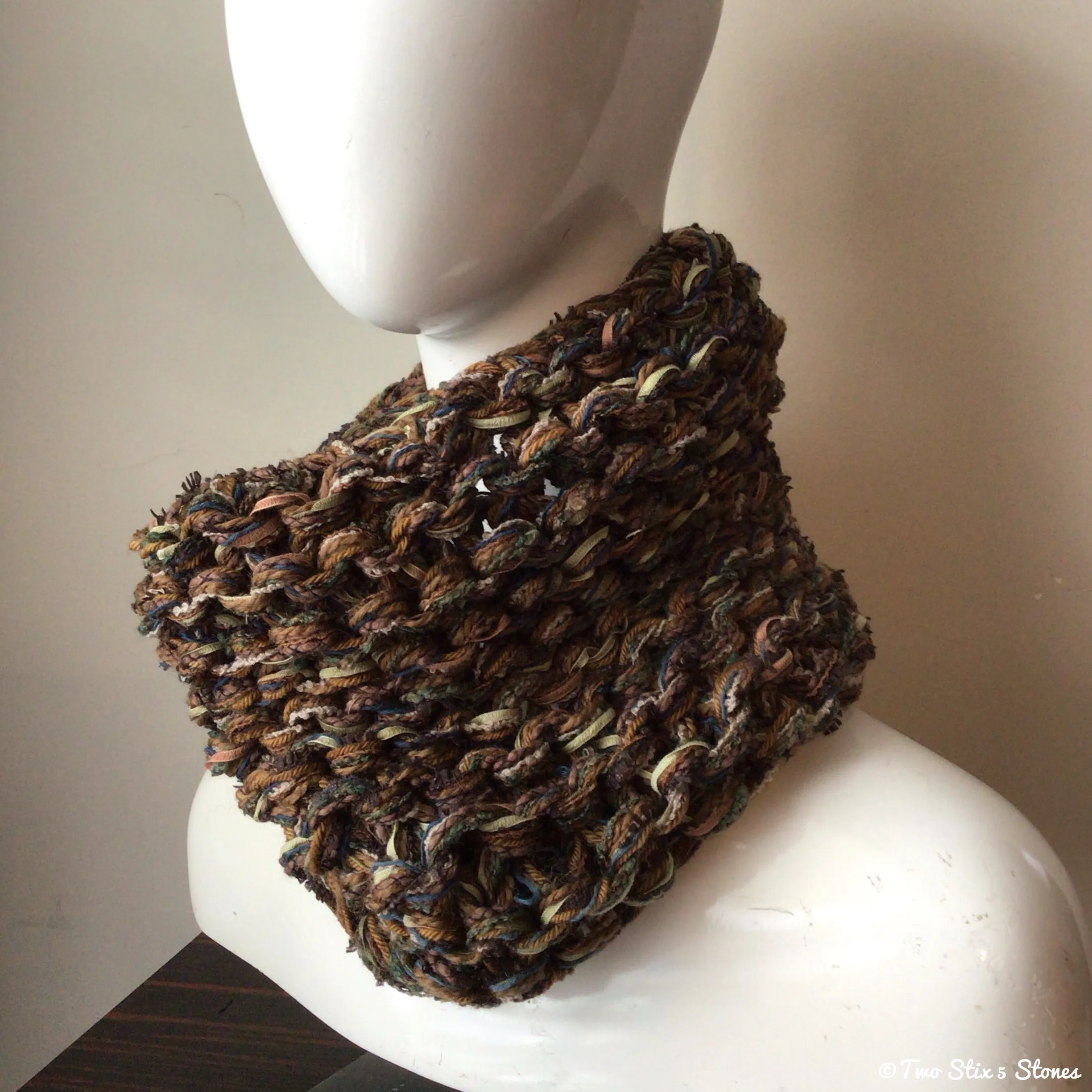 Brown Tweed Knit Cowl