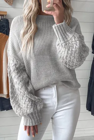 Cable Knit Drop Shoulder Sweater