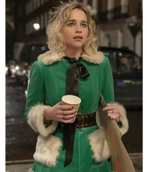 Emilia Clarke Leather Coat