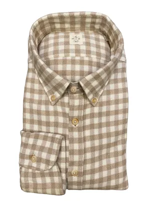 GMF 965 Flannel Gingham Shirt Camel/White