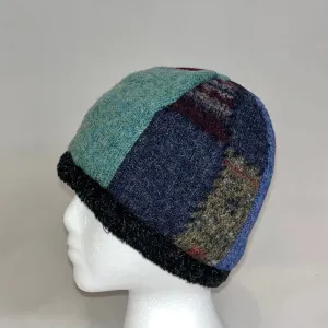 Hat Beanie Soft Green, Burgundy & Blue