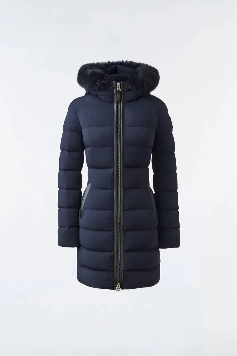 MACKAGE CALLA-SH - Light Down Coat With Black Shearling Collar