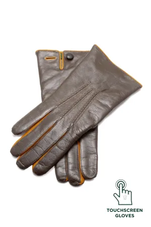 Olive Green Touchscreen Lamb Nappa Gloves