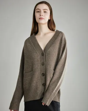 Relaxed Fit V-Neck Cashmere Cardigan