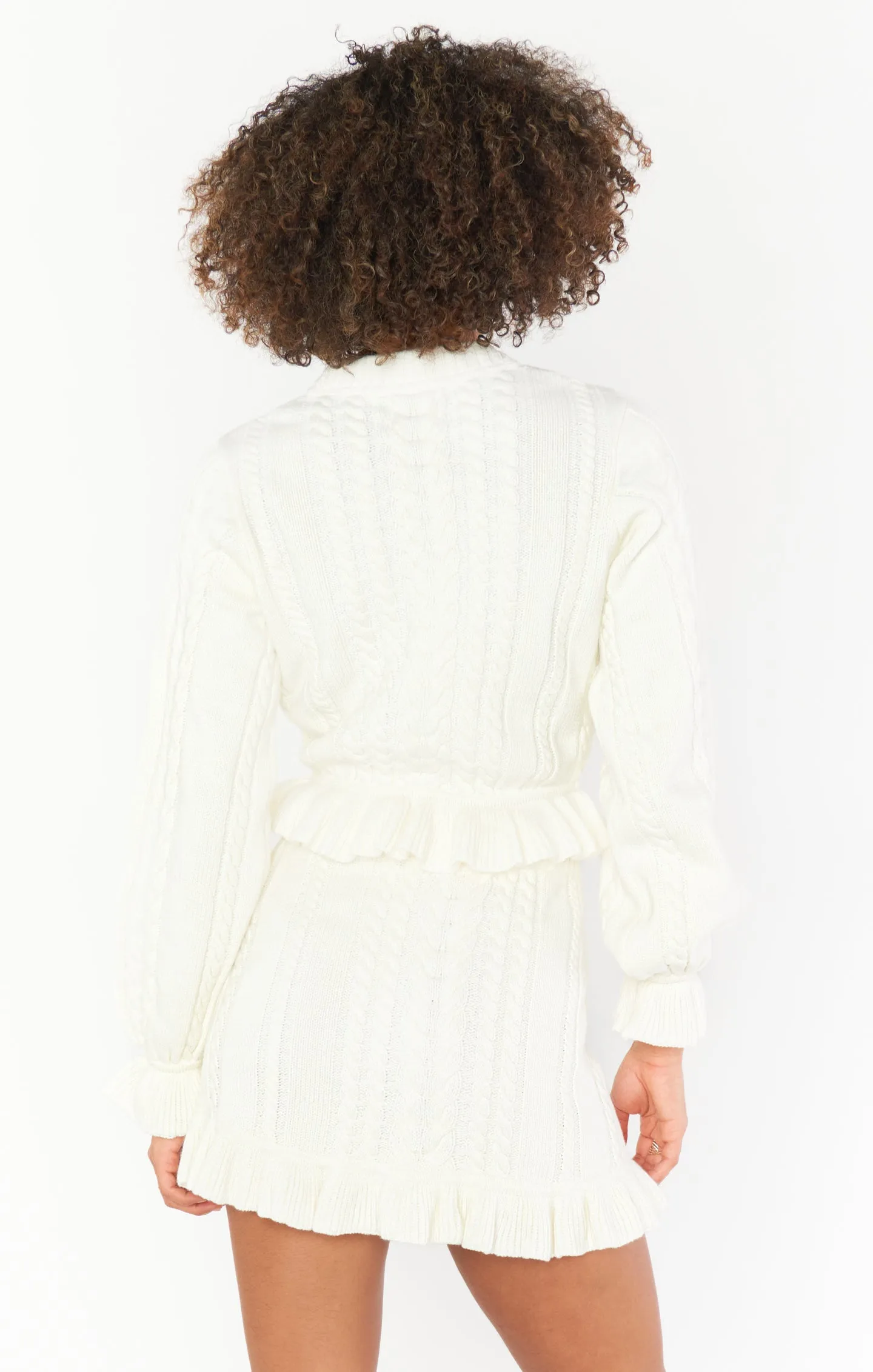 Ridley Ruffle Skirt ~ Cream Cable Knit