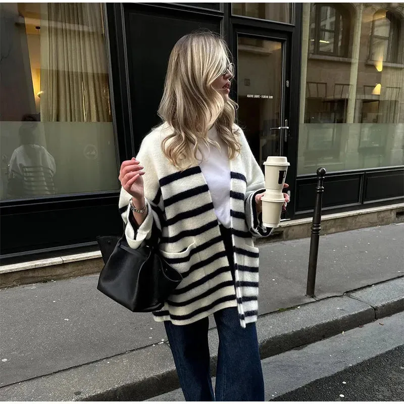 Tina - Oversized striped cardigan