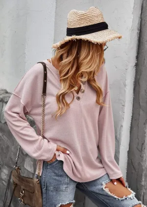 V Neck Contrast Button Sweater