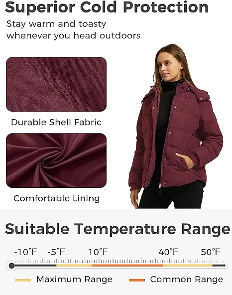 Women's Winter Warm Jacket Winter Coat Thicken Puffer Jacket with Removable Hood